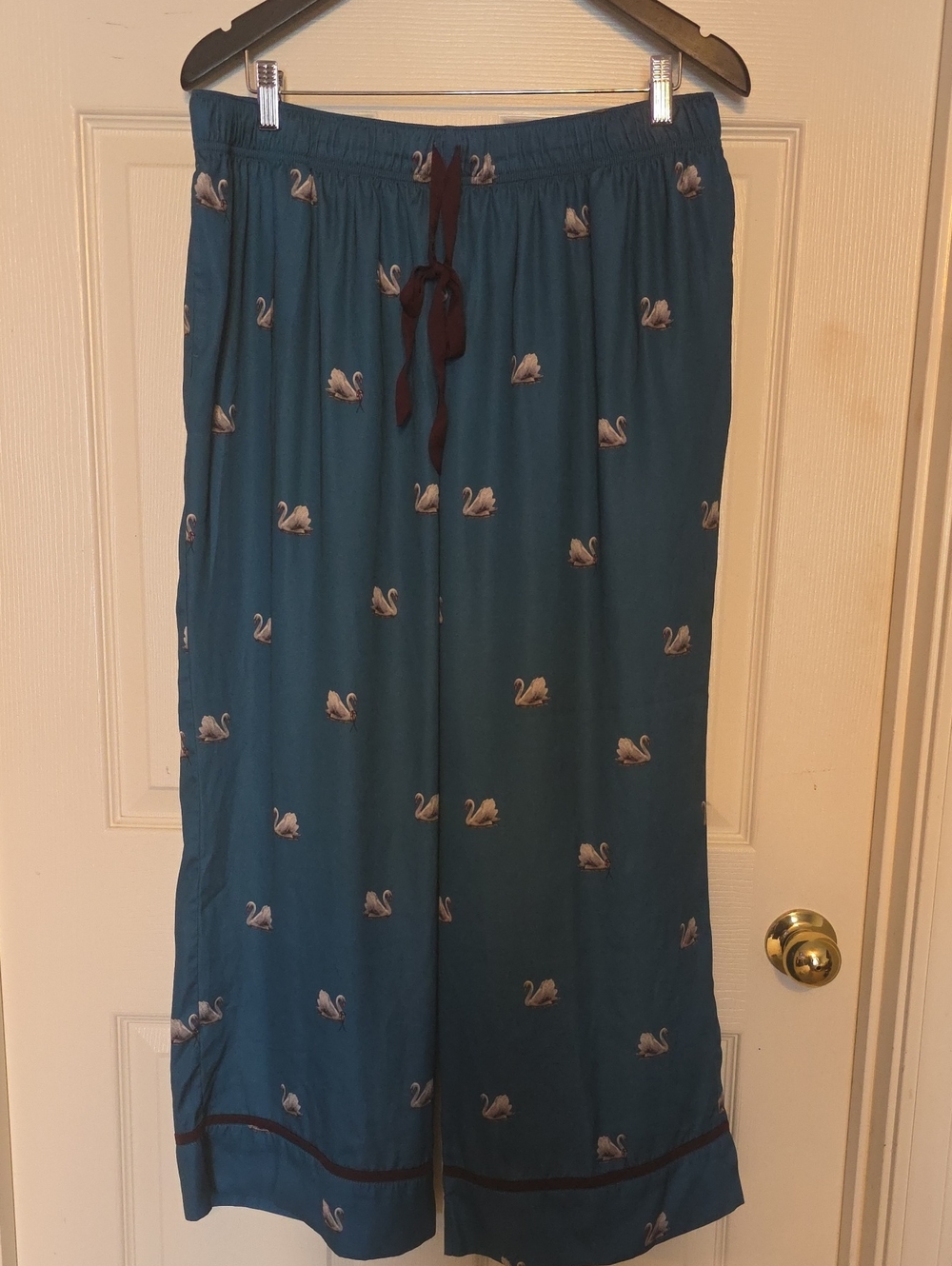 Soma Teal Lounge Pants with Swan Embroidery